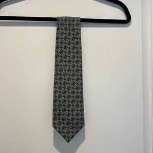 Brioni 100% silk classic mens blue and yellow tie